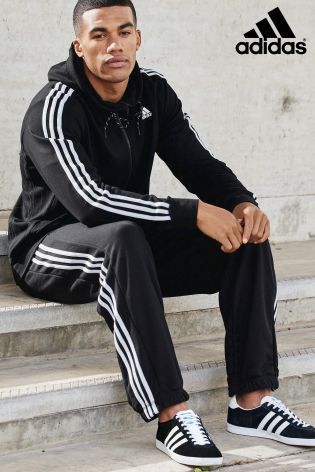 adidas Black/White 3 Stripe Essential Jogger